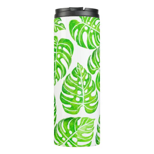 Monstera laat waterverf thermosbeker (Achterkant)