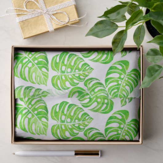 Monstera laat waterverf tissuepapier (Geschenk)