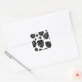 Monstera laat zwart-wit minimalistisch patroon vierkante sticker (Envelop)