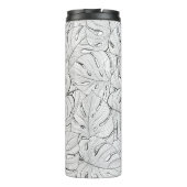 Monstera laat zwart wit patroon thermosbeker (Achterkant)