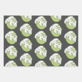 Monstera Leaf Abstract Plant Illustratie grijs Inpakpapier Vel (Voorkant 3)
