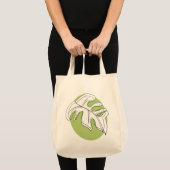 Monstera Leaf Abstract Plant Illustratie Groen Tote Bag (Voorkant (product))