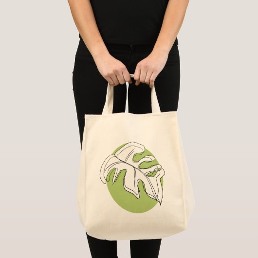 Monstera Leaf Abstract Plant Illustratie Groen Tote Bag (Voorkant (product))