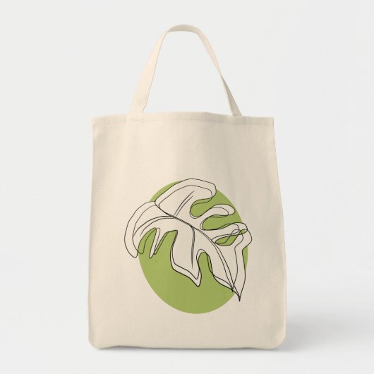 Monstera Leaf Abstract Plant Illustratie Groen Tote Bag (Voorkant)