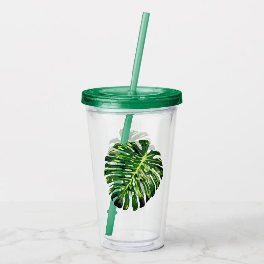 Monstera Leaf Acryltumbler Greenery Acryl Drinkbeker (Achterkant)