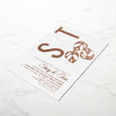 Monstera Leaf Ampersand Wedding geperst Folie Uitnodiging (Gedraaid)