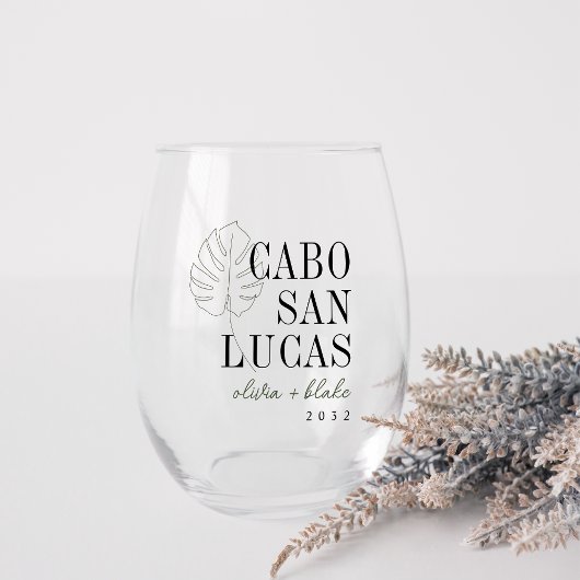 Monstera Leaf Bestemming Trouwgunst Wijnglas Zonder Voet