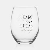 Monstera Leaf Bestemming Trouwgunst Wijnglas Zonder Voet (Voorkant)