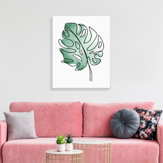 Monstera leaf canvas afdruk (Insitu (Woonkamer))