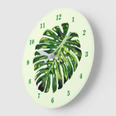 Monstera Leaf Clock Green Natuur - Uw kleuren Grote Klok (Hoek)