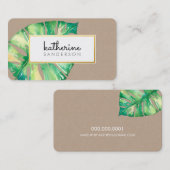 MONSTERA LEAF eco beschilderd modern waterverf kra Visitekaartje (Voorkant / Achterkant)