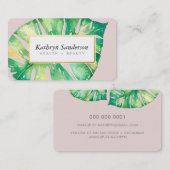 MONSTERA LEAF eco beschilderd modern waterverf roz Visitekaartje (Voorkant / Achterkant)