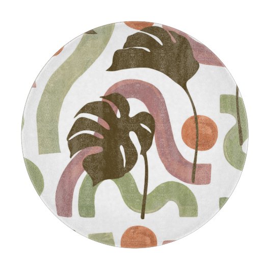 Monstera Leaf: Elegant Waterverf Poster Snijplank (Voorkant)