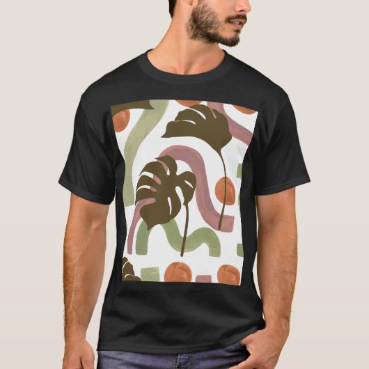 Monstera Leaf: Elegant Waterverf Poster T-shirt (Voorkant)