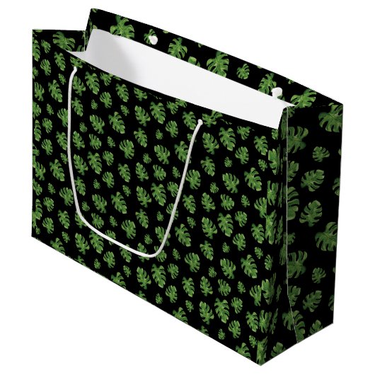 Monstera Leaf Gift Bag Groot Cadeauzakje (Voorkant Gekanteld)