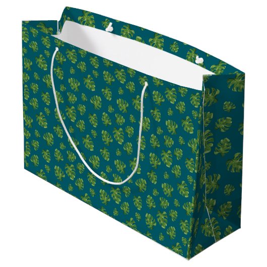 Monstera Leaf Gift Bag Groot Cadeauzakje (Achterkant Gekanteld)