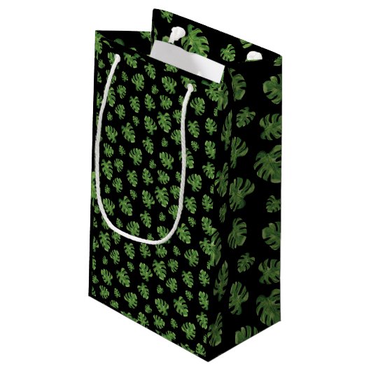 Monstera Leaf Gift Bag Klein Cadeauzakje (Achterkant Gekanteld)