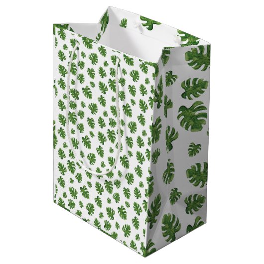 Monstera Leaf Gift Bag Medium Cadeauzakje (Achterkant Gekanteld)