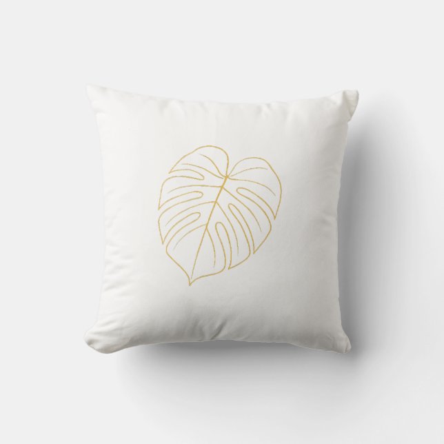 Monstera Leaf Gold Design.  Kussen (Voorkant)