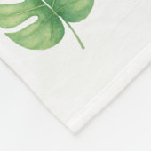 Monstera Leaf Green Design.  Fleece Deken (Hoek)