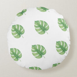Monstera Leaf Green Design. Rond Kussen