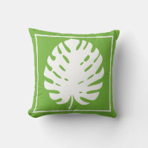 Monstera Leaf Green White Coastal Modern