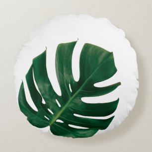 Monstera Leaf Island ontwerp - Tropical Green Rond Kussen