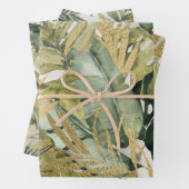 Monstera Leaf Majesty & Gold Tropical Palms Inpakpapier Vel (In situ)