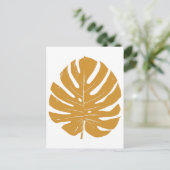 Monstera Leaf Natuur Tekening in mosterdgeel Briefkaart (Staand voorkant)