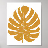 Monstera Leaf Natuur Tekening in mosterdgeel Poster (Voorkant)