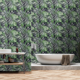 Monstera leaf oerwoud tropisch gebladerte zwart gr behang