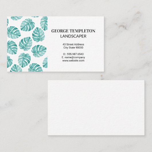 Monstera Leaf Pattern Element Visitekaartje (Voorkant / Achterkant)