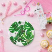 Monstera leaf pattern on paper party plate papieren bordje (Feest)