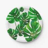Monstera leaf pattern on paper party plate papieren bordje (Voorkant)