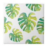 Monstera Leaf Pattern Tropical Green Summer Tegeltje (Voorkant)