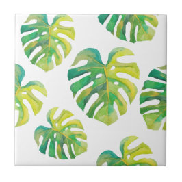Monstera Leaf Pattern Tropical Green Summer Tegeltje