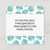 Monstera Leaf Pattern Vierkante Visitekaartje (Achterkant)