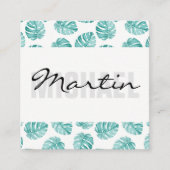 Monstera Leaf Pattern Vierkante Visitekaartje (Voorkant)