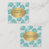 Monstera Leaf Pattern Vierkante Visitekaartje (Voorkant / Achterkant)