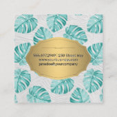 Monstera Leaf Pattern Vierkante Visitekaartje (Achterkant)