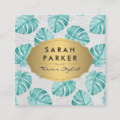 Monstera Leaf Pattern Vierkante Visitekaartje (Voorkant)