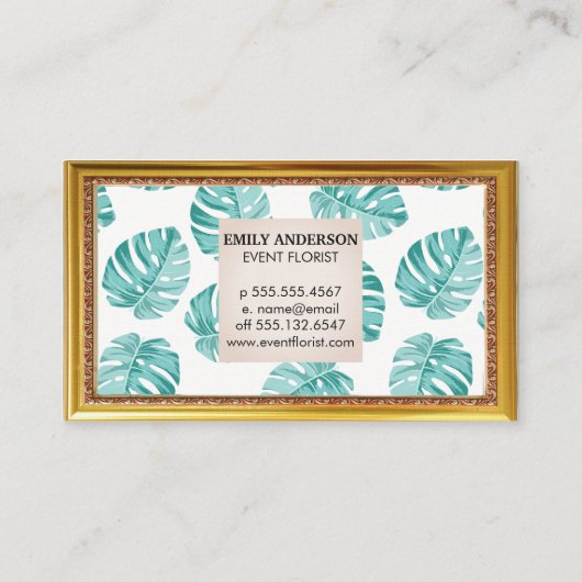 Monstera Leaf Pattern Visitekaartje (Achterkant)