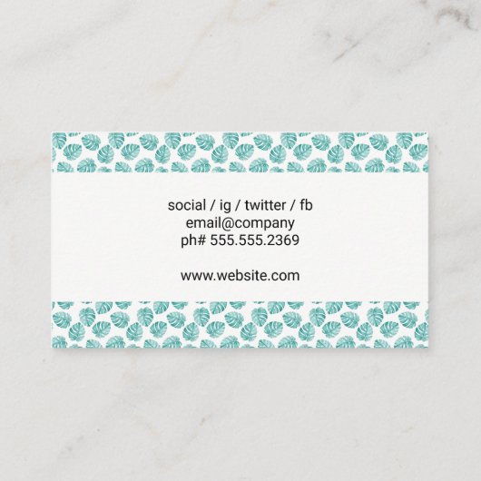 Monstera Leaf Pattern Visitekaartje (Achterkant)