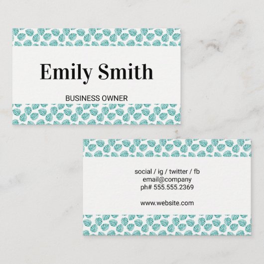 Monstera Leaf Pattern Visitekaartje (Voorkant / Achterkant)