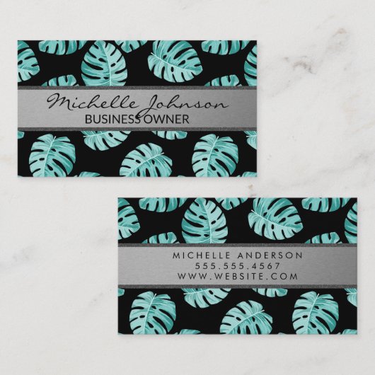 Monstera Leaf Pattern Visitekaartje (Voorkant / Achterkant)