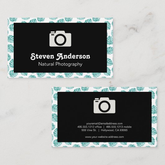 Monstera Leaf Pattern Visitekaartje (Voorkant / Achterkant)