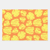 Monstera Leaf Plant Botanisch in geel en Oranje Inpakpapier Vel (Voorkant)
