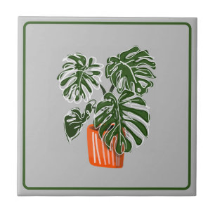 Monstera Leaf Plant Ceramic Tile Tegeltje