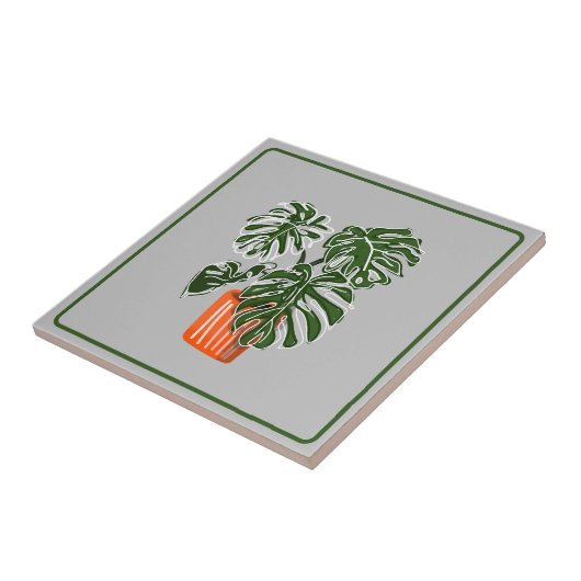 Monstera Leaf Plant Ceramic Tile Tegeltje (Zijkant)
