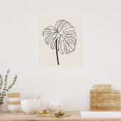 Monstera leaf plant minimalistische lijnkunst poster (Keuken)